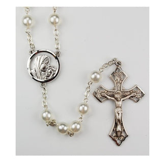Sterling Silver 7MM White Pearl Rosary