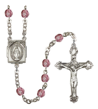 Silver Plated 6mm Fire Polished Miraculous Rosary in Amethyst