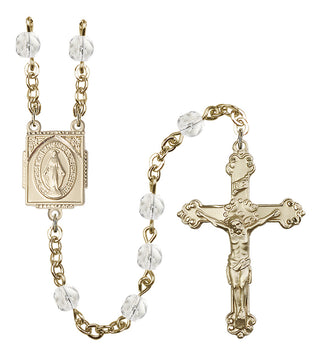 Gold Plated 6mm Fire Polished Miraculous Rosary in Crystal