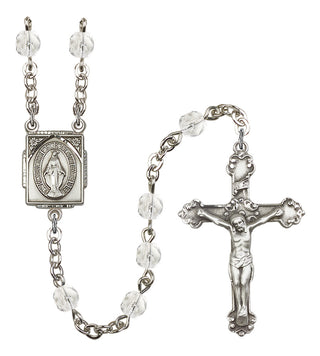 Silver Plated 6mm Fire Polished Miraculous Rosary in Crystal