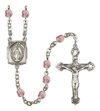 Silver Plated 6mm Fire Polished Miraculous Rosary in Light Amethyst