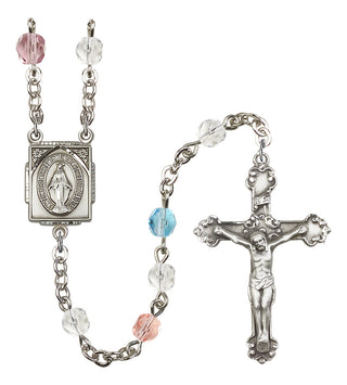 Silver Plated 6mm Fire Polished Miraculous Rosary in Multi-Color