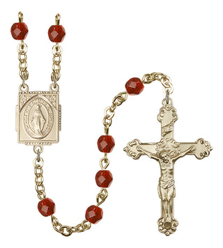 Gold Plated 6mm Fire Polished Miraculous Rosary in Ruby