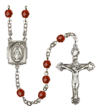 Silver Plated 6mm Fire Polished Miraculous Rosary in Ruby