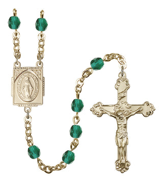 Gold Plated 6mm Fire Polished Miraculous Rosary in Zircon
