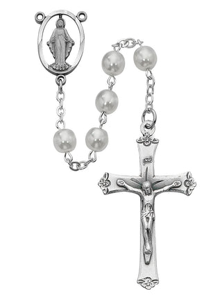 7MM White Cloissonne Rosary