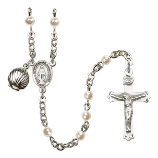 Silver Plated 4mm Faux Pearl Miraculous Rosary