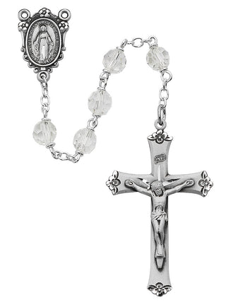 Sterling Silver Crystal Tincut Rosary