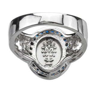 Sterling Silver Miraculous Medal Pink Cubic Zircon Ring Size 5