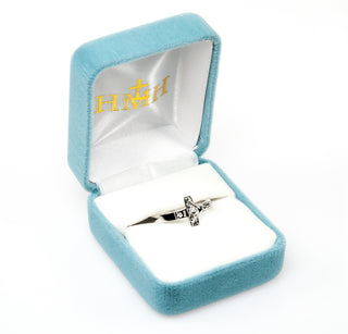 Large Sterling Silver Crucifix Ring Size 9