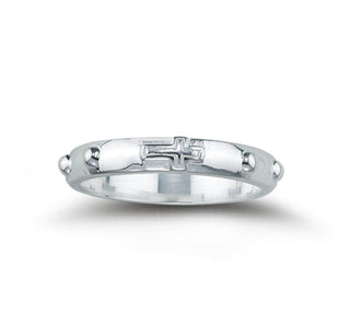 Large Sterling Silver Rosary Ring Size 10
