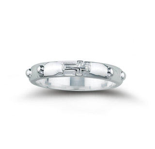 Large Sterling Silver Rosary Ring Size 11