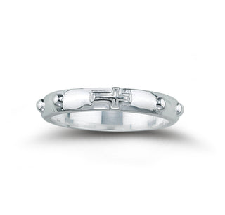 Large Sterling Silver Rosary Ring Size 12