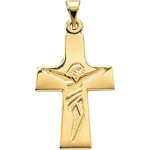 14K Yellow Gold Crucifix Pendant