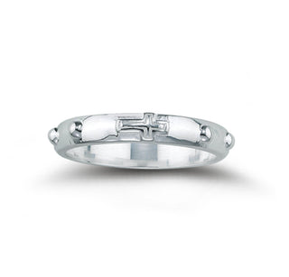 Small Sterling Silver Rosary Ring Size 8