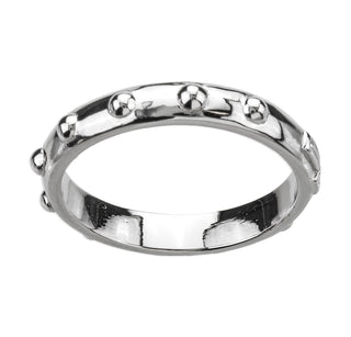 Small Sterling Silver Rosary Ring Size 8