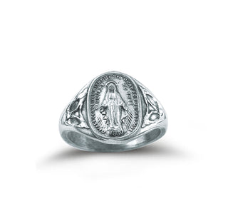 Sterling Silver Miraculous Medal Ring Size 10