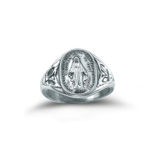 Sterling Silver Miraculous Medal Ring Size 11