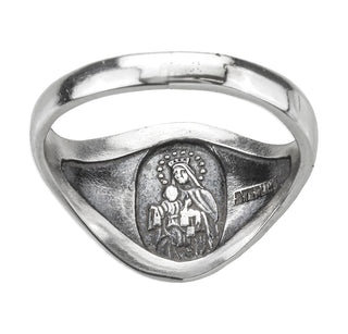 Sterling Silver Sacred Heart Scapular Ring with Our Lady of Mount Carmel Inside Size 9