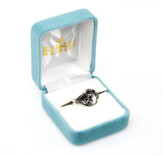 Sterling Silver Sacred Heart Scapular Ring with Our Lady of Mount Carmel Inside Size 9