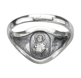 Sterling Silver Our Lady of Perpetual Help Ring with Sacred Heart Inside Size 5
