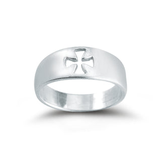 Sterling Silver Pierced Cross "Faith" Ring Size 11