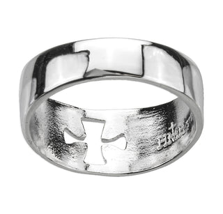 Sterling Silver Pierced Cross "Faith" Ring Size 12