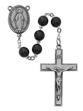 Black Round Wood Rosary
