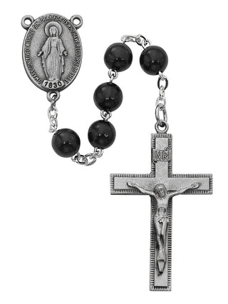Black Round Wood Rosary