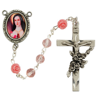 Pink Glass Therese Rosary