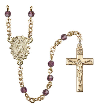 Gold Plated 4mm Austrian Crystal Miraculous Rosary in Amethyst