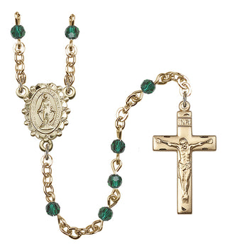 Gold Plated 4mm Austrian Crystal Miraculous Rosary in Emerald