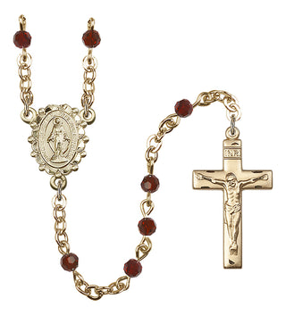 Gold Plated 4mm Austrian Crystal Miraculous Rosary in Garnet