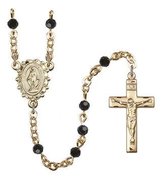 Gold Plated 4mm Austrian Crystal Miraculous Rosary in Jet