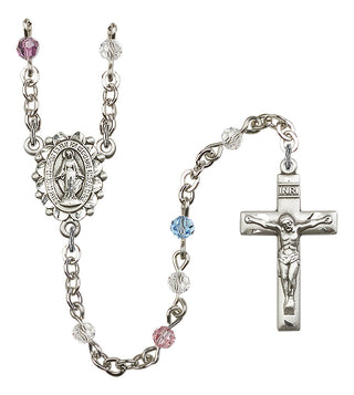 Silver Plated 4mm Austrian Crystal Miraculous Rosary in Multi-Color