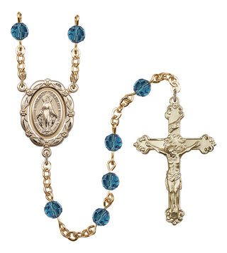 Gold Plated 6mm Austrian Crystal Miraculous Rosary in Indocolite