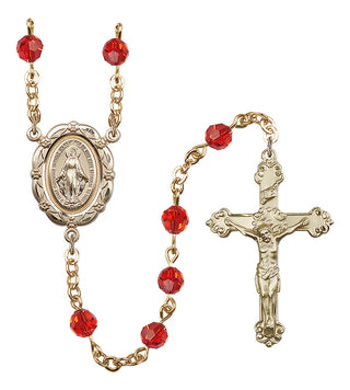 Gold Plated 6mm Austrian Crystal Miraculous Rosary in Ruby
