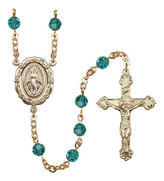 Gold Plated 6mm Austrian Crystal Miraculous Rosary in Zircon