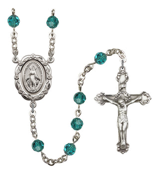 Silver Plated 6mm Austrian Crystal Miraculous Rosary in Zircon