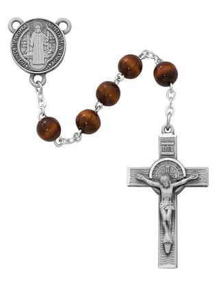 Brown Wood Saint Benedict Rosary