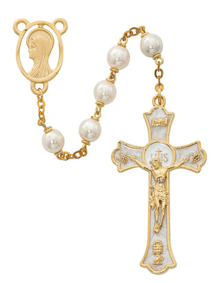 Faux Pearl Holy Mass Crucifix Rosary