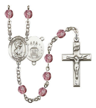 Saint Christopher and Air Force Rosary with Amethyst Beads