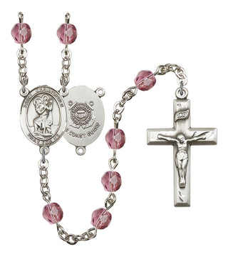 Saint Christopher and Coast Guard Rosary with Amethyst Beads