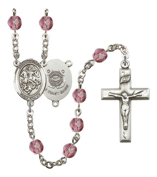Saint George and Coast Guard Rosary with Amethyst Beads