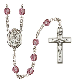 Silver-Plated 6mm Saint Isidore of Seville  Engraved Catholic Rosaries