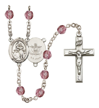 Silver-Plated 6mm Saint Joan of Arc / Army Rosary