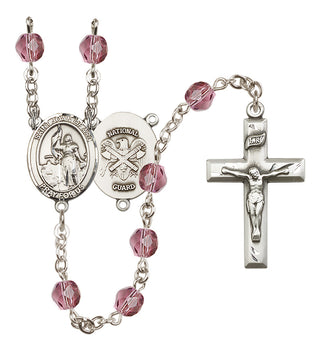 Silver-Plated 6mm Saint Joan of Arc / Nat'l Guard Rosary