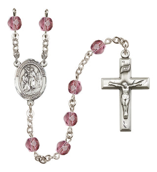 Silver Plated 6mm Fire Polished Saint John the Baptist Rosary in Amethyst