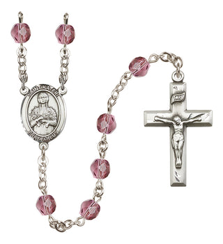 Silver Plated 6mm Fire Polished Saint Kateri Tekakwitha Rosary in Amethyst