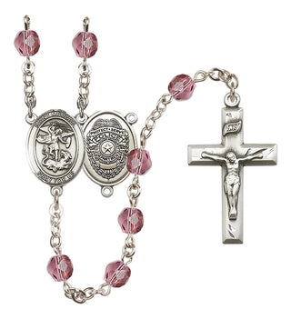 Silver-Plated 6mm Saint Michael the Archangel/Policeman Rosary